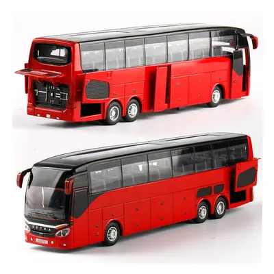 (Red) 1:32 High Quality Alloy Double Deck Bus Sound Light Metal Diecast Pull Back Simulation Lux