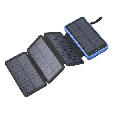 (10000mAh, Blue) 20000mAh Folding Solar Power Bank 2.1A Fast Charging Powerbank for iPhone14 Hua