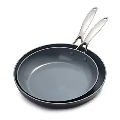 GreenPan Valencia Pro Non-Stick 26cm & 30cm Frying Pan Set, PFAS Free, Grey