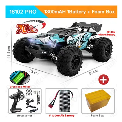 (16102P Blue 1B FB) ZWN 1:16 4WD RC Car With LED Remote Control Cars High Speed Drift Monster Tr