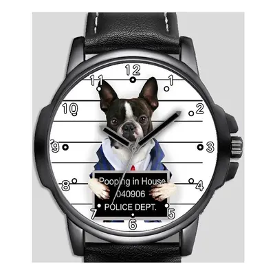 Boston Terrier Love Pet Dog Funny Mugshot Unique Wrist Watch Fast Uk