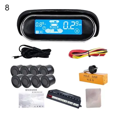 (black, 8-Probe) 2/4/6/8 Parking Sensors Car Auto Reversing Radar Lcd Display Back Side Monitor 