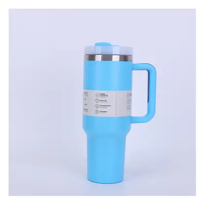 (sky blue) 40oz Stainless Steel Insulated Mug with Handle Large Capacity Portable Tumbler for Ca