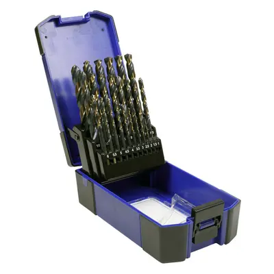 25 Piece HSS Tri-Point M2 Drill Bit Set - 1mm to 13mm Sizes - Self-Centring Tip