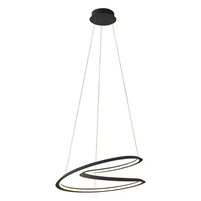 Textured Black Modern Ceiling Pendant Light Fitting - Integrated LED Tape Module