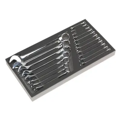 19 Piece Combination Spanner Set with Tool Tray - Tool Box Tray Tidy Storage