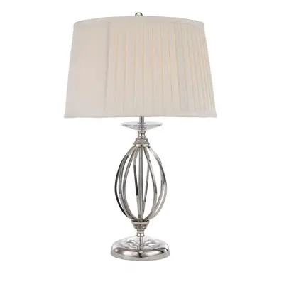 Table Lamp Ivory Shade Cut Glass Droplets Metal Base Polished Nickel LED E27 60W