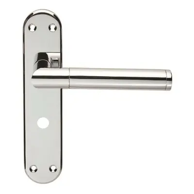 Round Bar Lever on Bathroom Backplate Door Handle x 40mm Polished Chrome