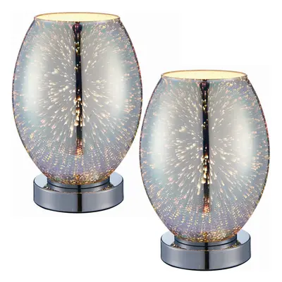 2 PACK Touch On/Off Table Lamp Holographic Glass Shade Unique Bedside Desk Light