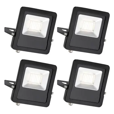 4 PACK Outdoor IP65 LED Floodlight - 30W Cool White LED - Angled Wall Bracket