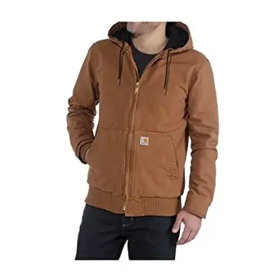 Mens Loose Fit Washed Duck Insulated Active Jac Carhartt Brown