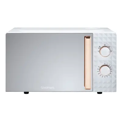 Diamond White and Rose Gold Effect Microwave Capacity 20L Mirror Finish Door