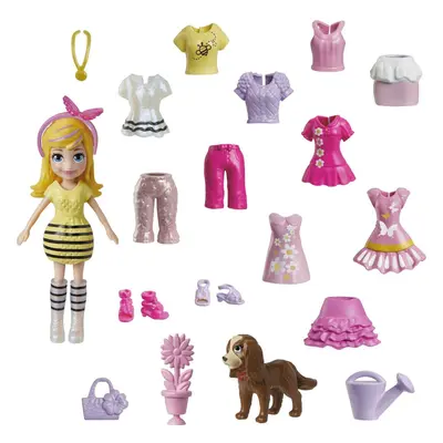 Polly Pocket Travel Toy with 3-inch Doll & Accessories Puppy & Flower-Themed Fashion Pack