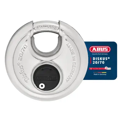 ABUS 20/70 Diskus Stainless Steel Padlock with 3/8" Shackle, Keyed Different, Made in Germany