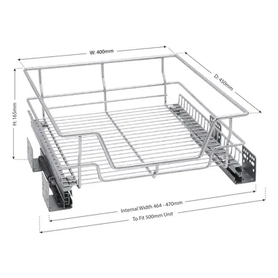 (for 500mm unit) Pull out Cabinet Wire Baskets Soft Close Runners