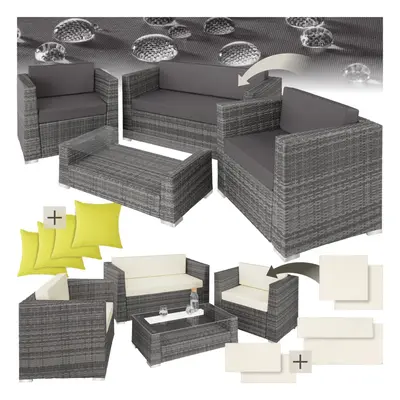 (Grey) Rattan Garden Sofa Set | seats table Outdoor Lounge Furniture Wicker Patio