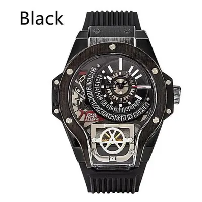 (black) Cool Large Dial Quartz Watch Luxury Waterproof Watch With Rubber Strap Geometric Shape B