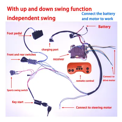 (Independent swing) Self-Made High-Power Children Electric Ride on Baby Car Switch Remote Contro