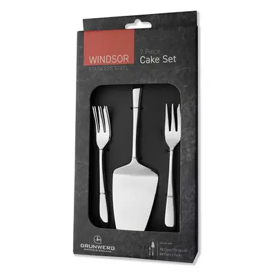 Grunwerg Stainless Steel Windsor Piece Pie Cake Slice & Forks Set, Silver, Standard UK Cutlery S