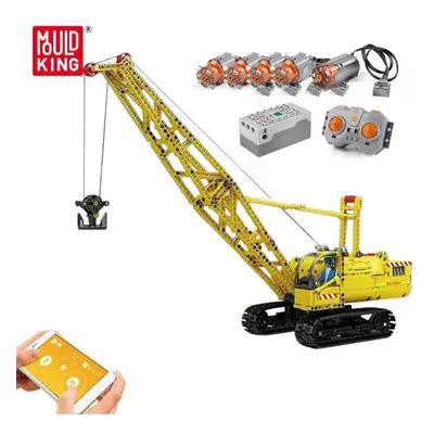 (yellow) Mould King Technical Building Toys For Boys The App Rc Motorized Crawler Crane Blocks A