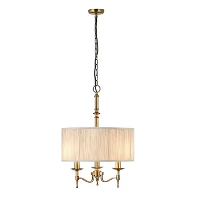 Avery Ceiling Pendant Chandelier Light Lamp Antique Brass & Beige Round Shade