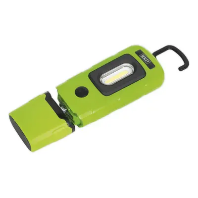 Lightweight Swivel Inspection Light - 3W COB & 1W SMD LED - Rechargeable - Green