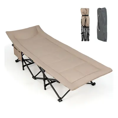 Camping Tent Cot Adults Folding Sleeping Cot Bed w/ Cushion & Headrest