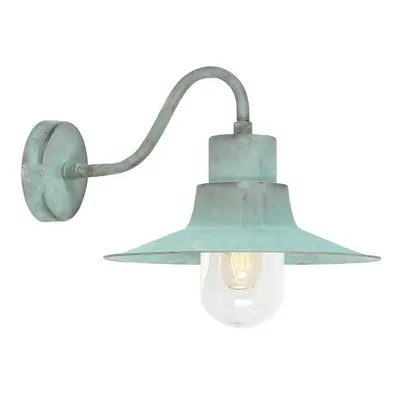 Outdoor IP44 Bulb Wall Light Lantern Verdigris LED E27 100W