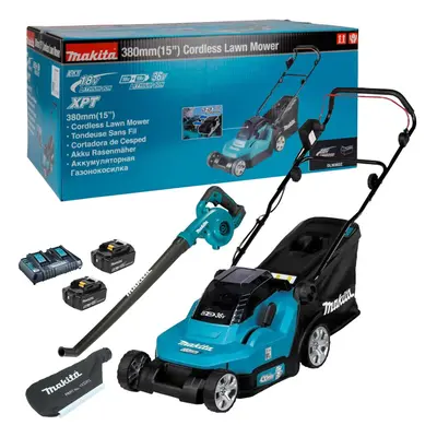 Makita DLM382PT2 18v / 36v LXT Cordless Battery Lawn Mower + Blower Vacuum 5ah