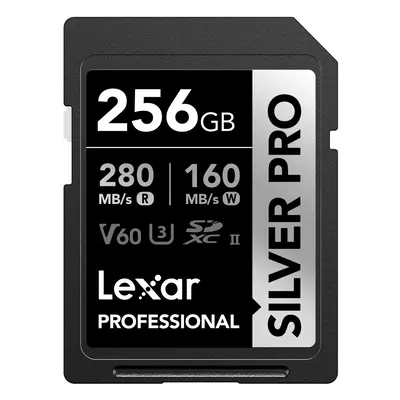 Lexar 256GB Professional SILVER PRO SDXC Memory Card UHS-II C10 U3 V60 Full-HD & 4K Video Up To 