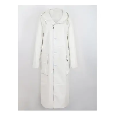 (White, XL) Spring Autumn Extra Long Black Loose Waterproof Windproof Soft Pu Leather Trench Coa