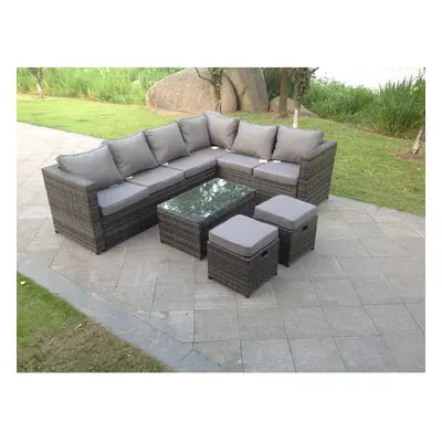 Fimous Seater Rattan Corner Sofa Set Coffee Table Garden Furniture