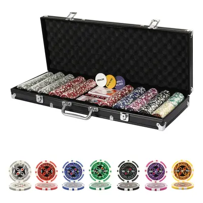 500 Pieces Texas Holdem Poker Chips Set with Decks of Cards in Case