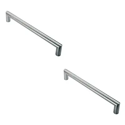 2x 30mm Mitred Pull Door Handle 450mm Fixing Centres Satin Stainless Steel