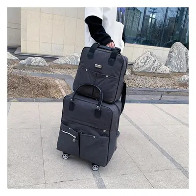 (black, S+M) Short Distance Travel Bag Large Capacity Luggage Bag Boarding Light Business Trip L