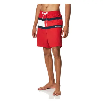 Tommy Hilfiger mens Flag With Quick Dry Swim Trunks Red Small US