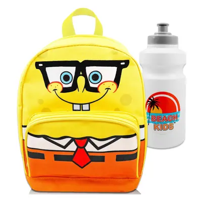 Spongebob Mini Backpack Set - Canvas Spongebob Squarepants Backpack with Front Pocket Plus Bottl