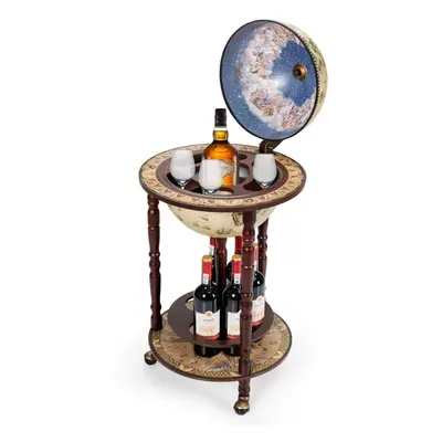 Goplus Globe Bar 17.5 Globe Bar Liquor Cabinet with Wheels Bottom Shelf Old World Map 16th Centu