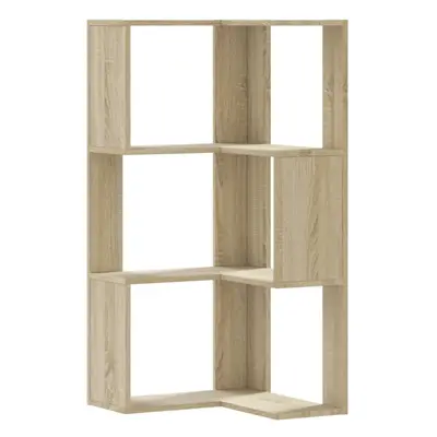 (sonoma oak) vidaXL Corner Bookcase 3-Tier Corner Bookshelf Corner Rack Engineered Wood