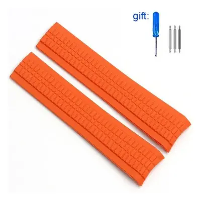 (orange no buckle 21mm with logo) Watch Band For Patek Philippe 5164a 5167a 5168a Silicone Aquan