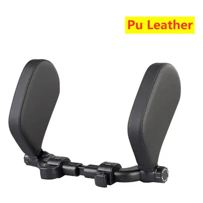 (M PU Black) Car Seat Headrest Pillow Travel Rest Neck Pillow Support Solution For