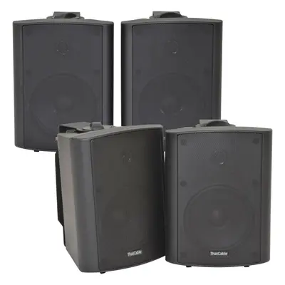 4x 90W Black Wall Mounted Stereo Speakers 5.25" 8Ohm Quality Home Audio Music