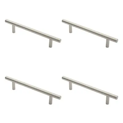 4x 19mm Straight T Bar Pull Handle 225mm Fixing Centres Satin Stainless Steel