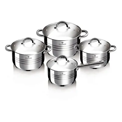 Blaumann Gourmet Line 8Pc Cookware Set Stainless Steel Pots Pans Induction Set