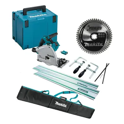 Makita DSP601ZJU 36v/18v Brushless Plunge Saw Wireless 2x1.5m Rails Full Kit