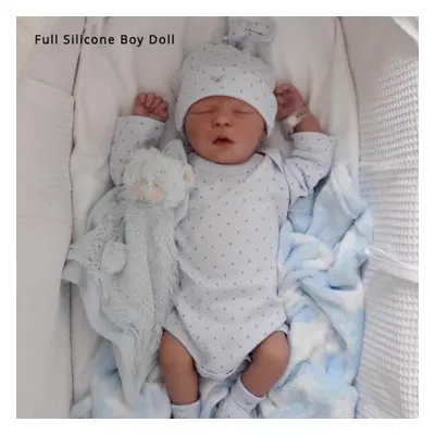 (Full silicone boy) Inch Realistic Bebe Reborn Boneca Doll Darren Delicate Painted Full Vinyl Bo