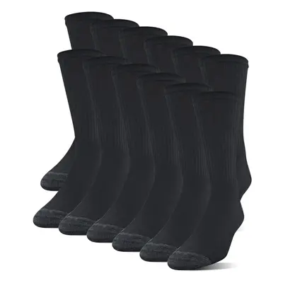 gildan Mens Polyester Half cushion crew Socks 12-Pack Black Shoe Size: