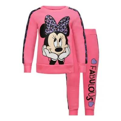 Disney Minnie Mouse Girls Sweatshirt and Jogger Set for Toddler and Li