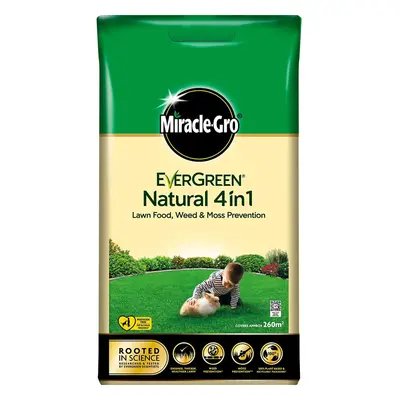 Miracle-Gro Natural in1-LAWN Feed, Weed & Moss PREVENTOR Lawn Fertiliser, Yellow, mÂ²