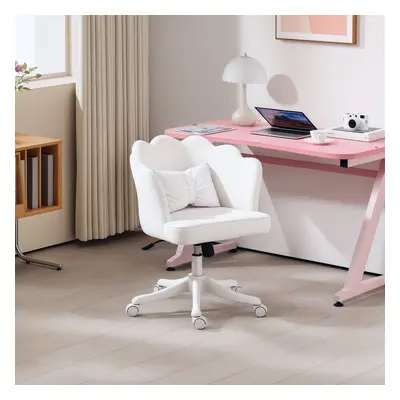 (White) HOMCOM Armless Desk Chair Home Office Chair w/ Wide Seat Tilt Function